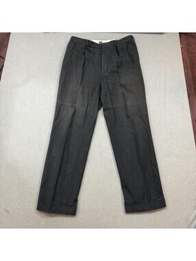VTG Polo Ralph Lauren Houndstooth Dress Pants Mens 34x32 Wool Trousers 90’s Gray